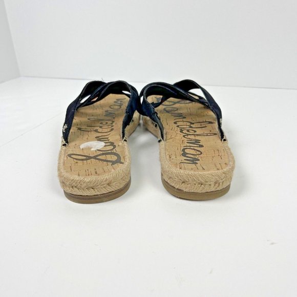 Sam Edelman Averie Espadrille Leather Slide Sandal‎ in Black Womens Size 8.5M - Picture 4 of 7
